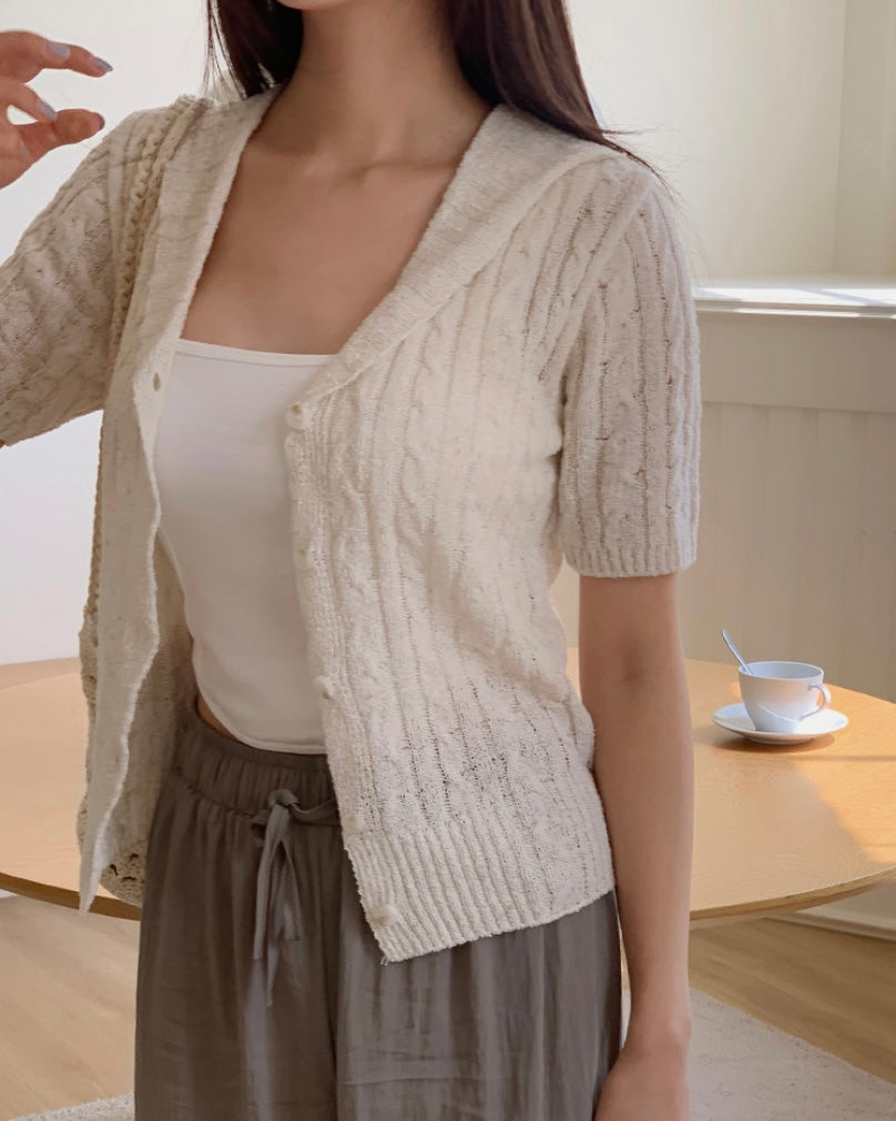Collar Cable Cardigan