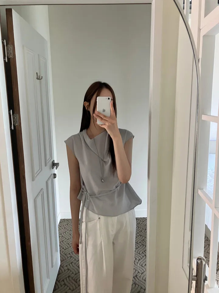 [ Sale Excluded ] Strap Drape Blouse