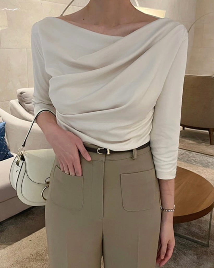 Shirring Elbow Sleeve Blouse