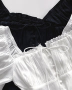 Square-Neck Cropped Blouse