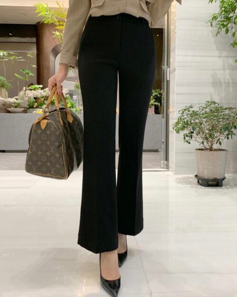 [S,M] Hidden Banding Flared Slacks