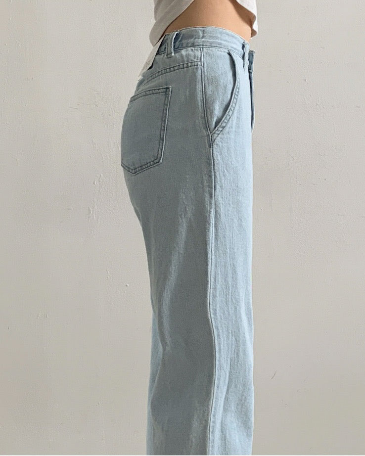 [S,M,L] Lightweight Banding Denim (Light-Wash)