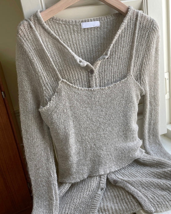 Bagel Wool Bustier Cardigan Set
