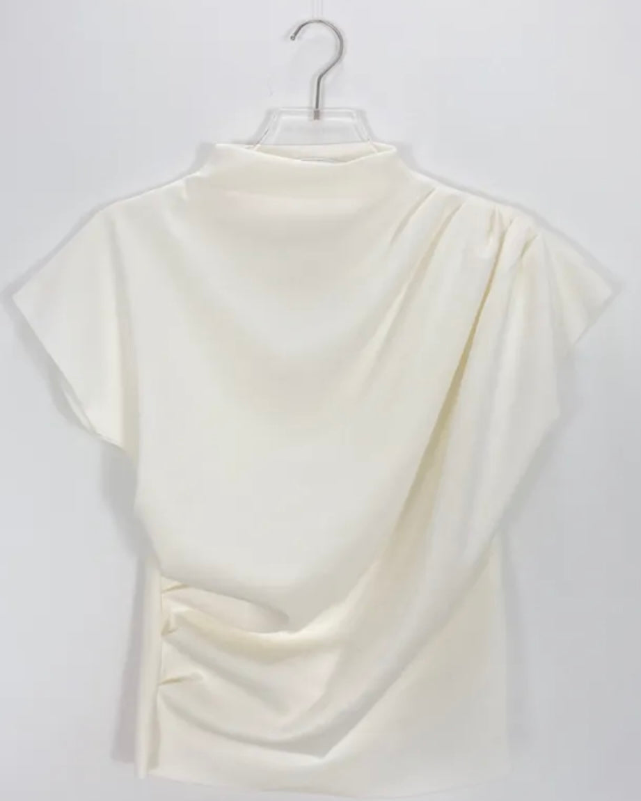 Shirring Half-Neck Top