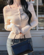 Two-Way Off-Shoulder Ribbed Knit