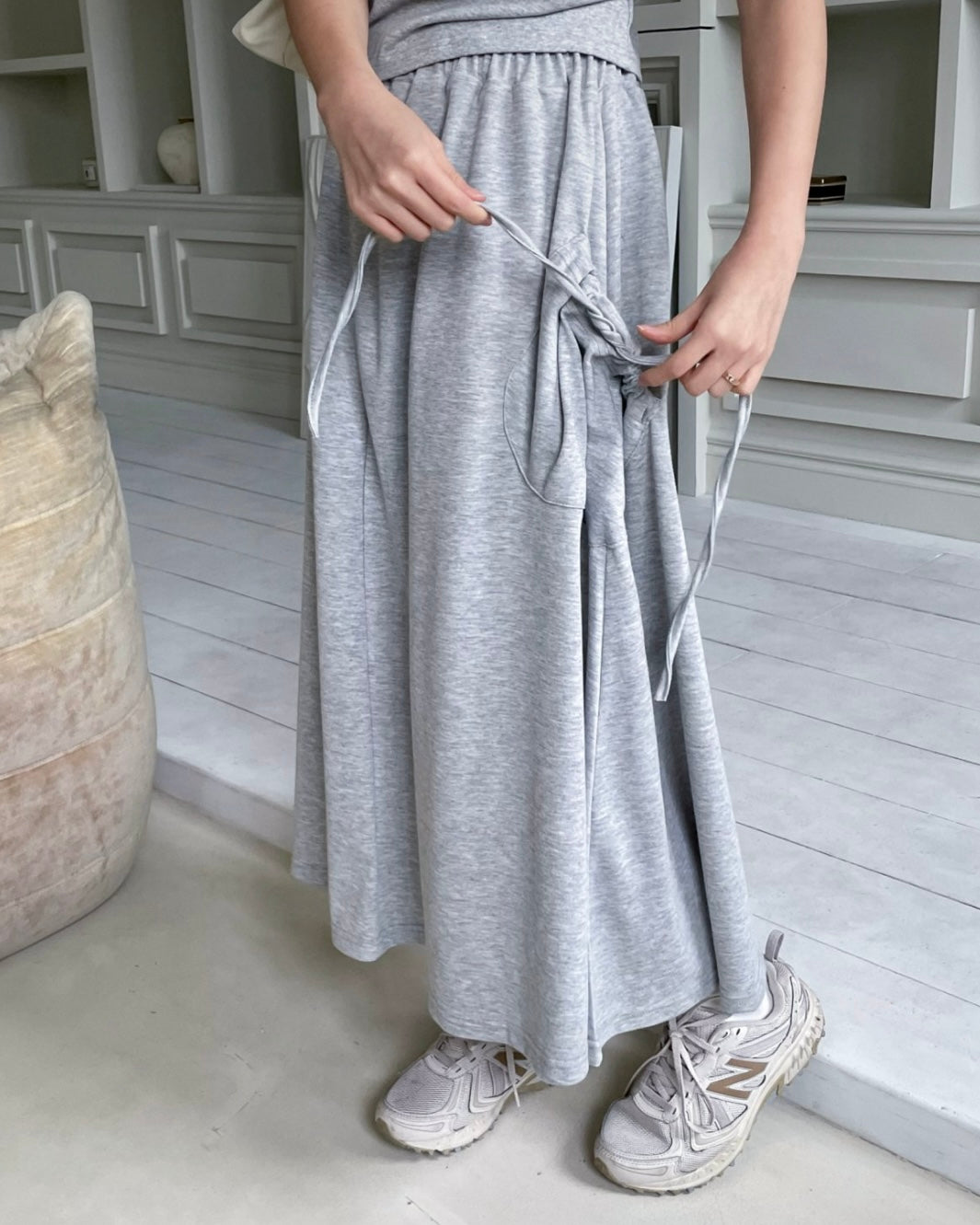 Ribbon Pocket Banding Long Skirt