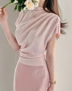 Shirring Half-Neck Top