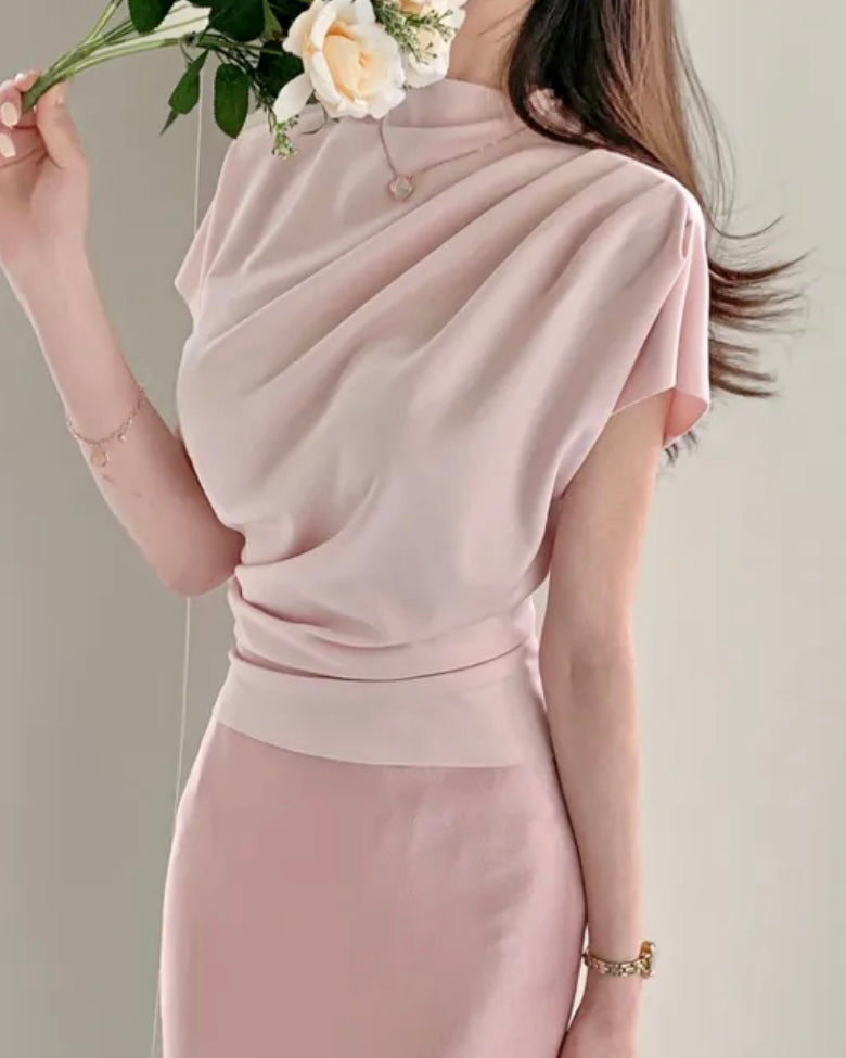 Shirring Half-Neck Top