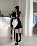 Striped Knit Zip-up Set