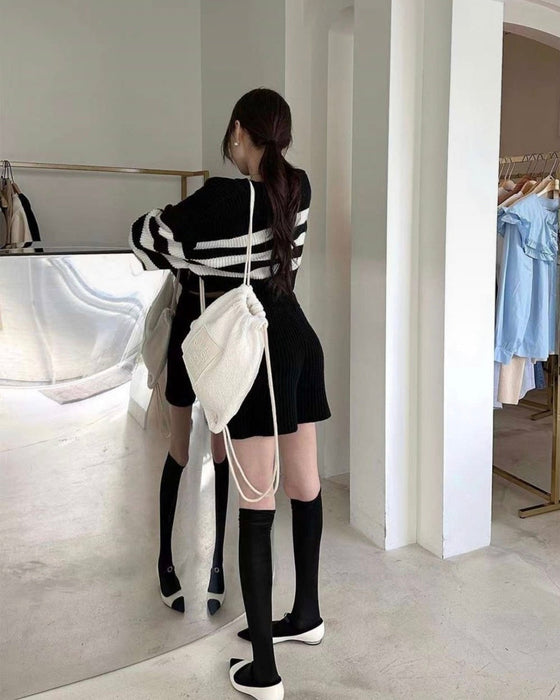 Striped Knit Zip-up Set