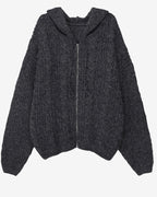 Hoodie Cable Knit Zip-Up