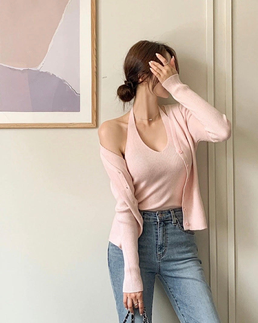 [ Sale Excluded ] Halter Cardigan Set