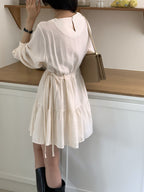 [ Pre-order ] Shirring Cancan Midi Dress