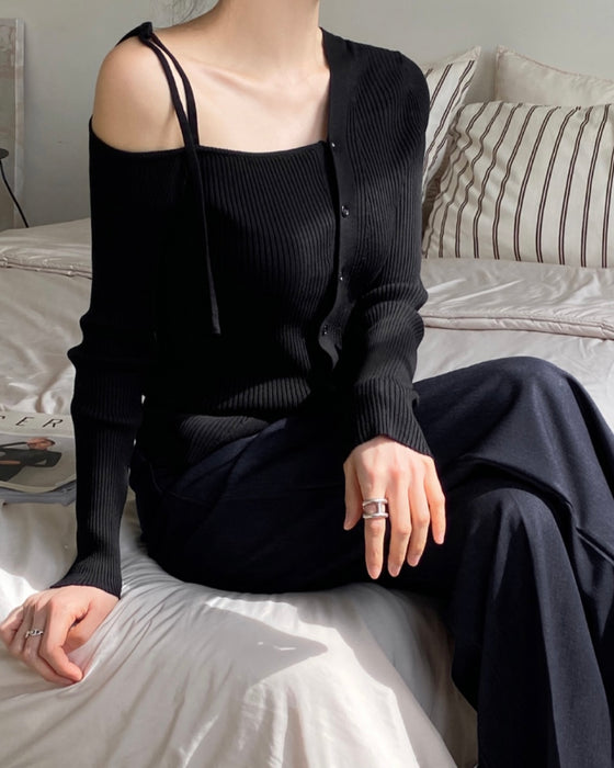 Unbalanced Ribbon Ribbed Knit