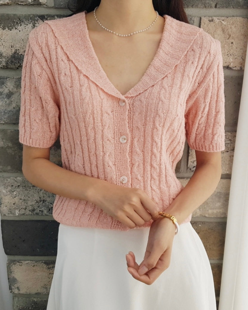 Collar Cable Cardigan