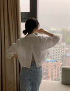 Back Button Cotton Blouse