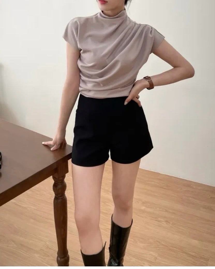 Shirring Half-Neck Top