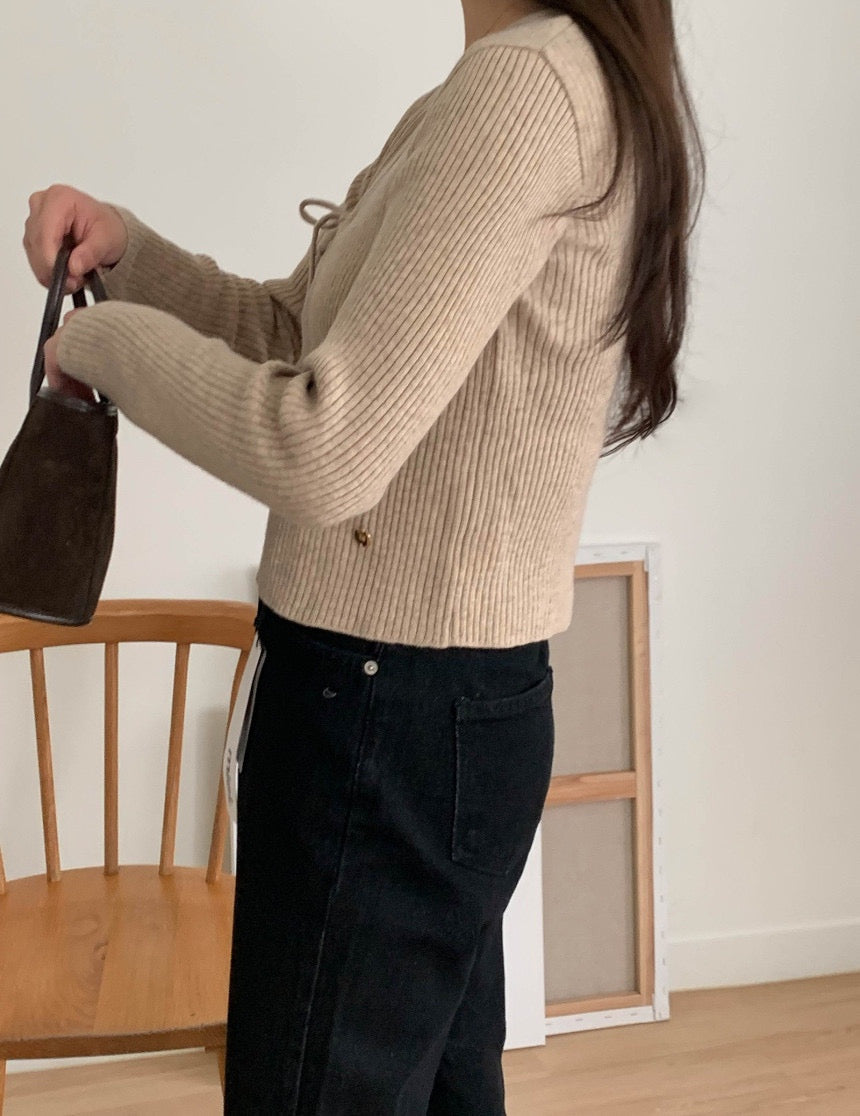 Cashmere Wool Ribbon Cardigan
