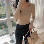 Oblique Ribbed Knit Top