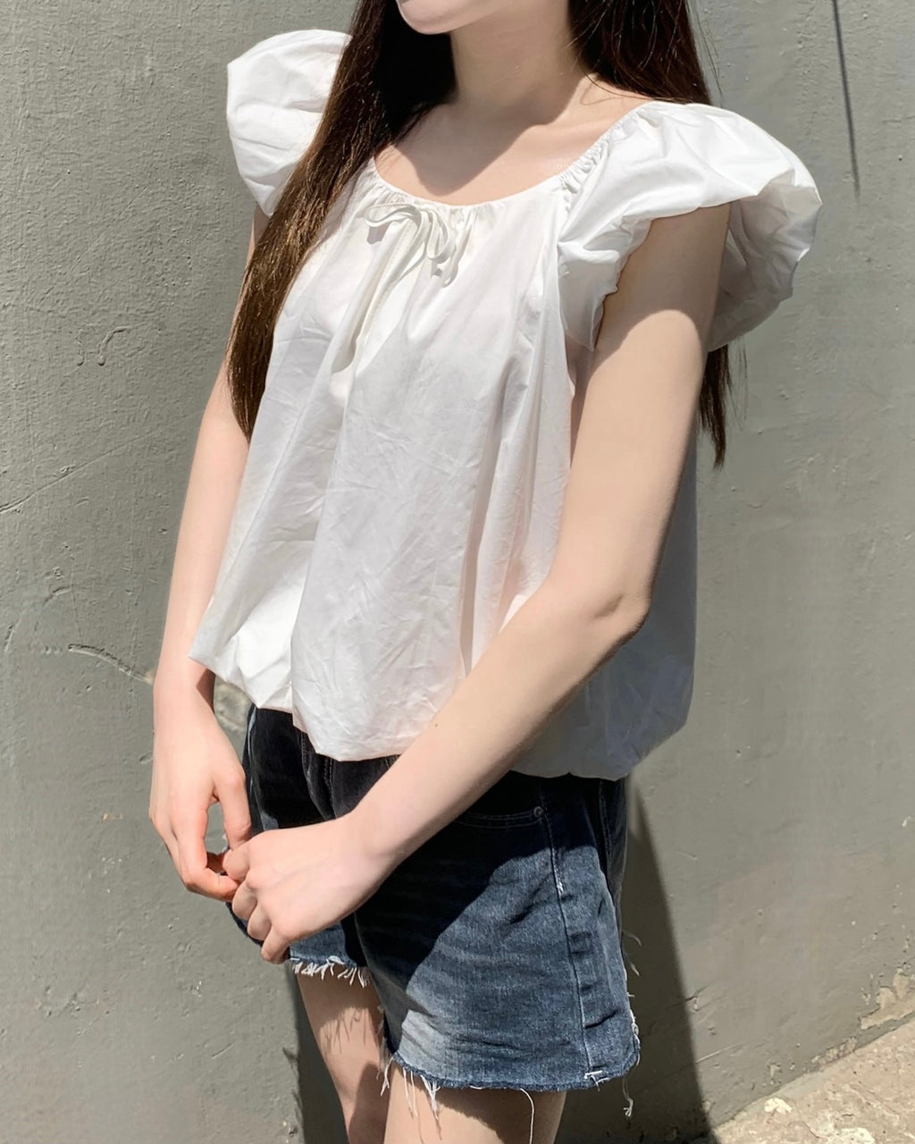 [ Sale Excluded ] Balloon Ribbon Blouse