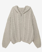 Hoodie Cable Knit Zip-Up