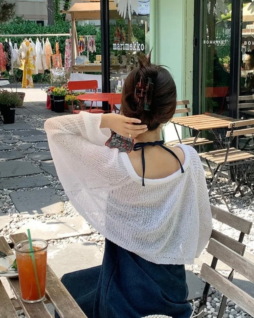 Denim Halter-Neck Blouse