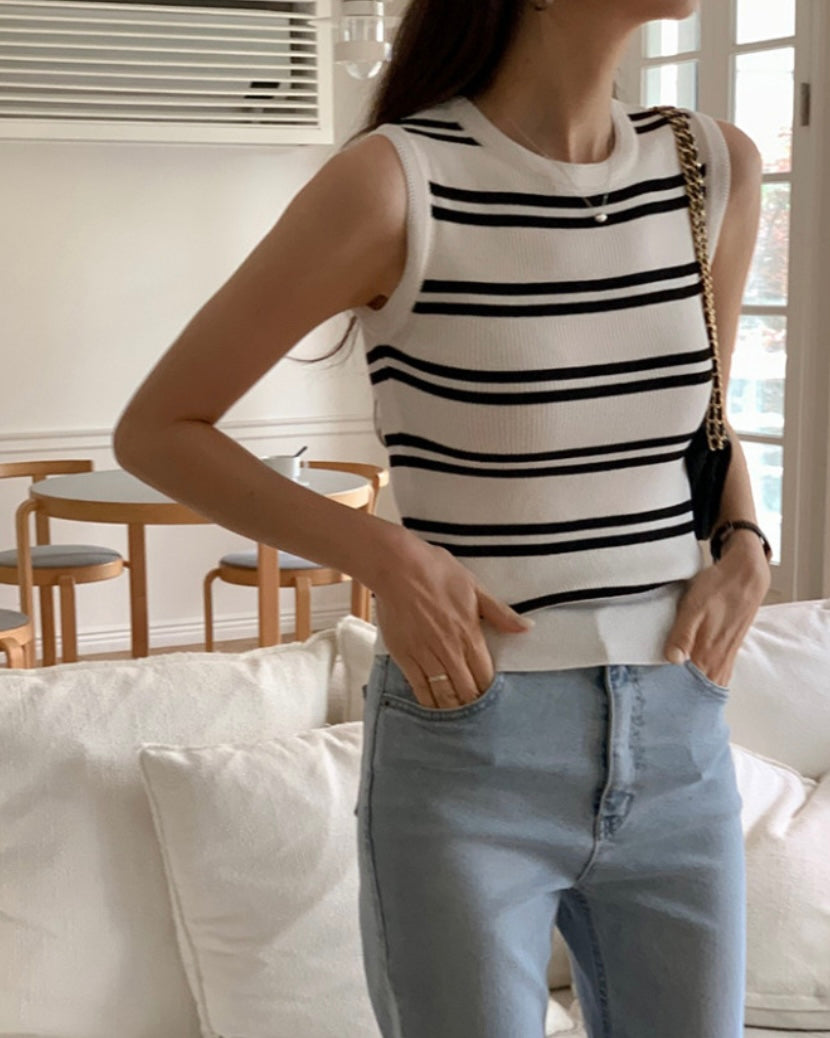 Striped Knit Sleeveless