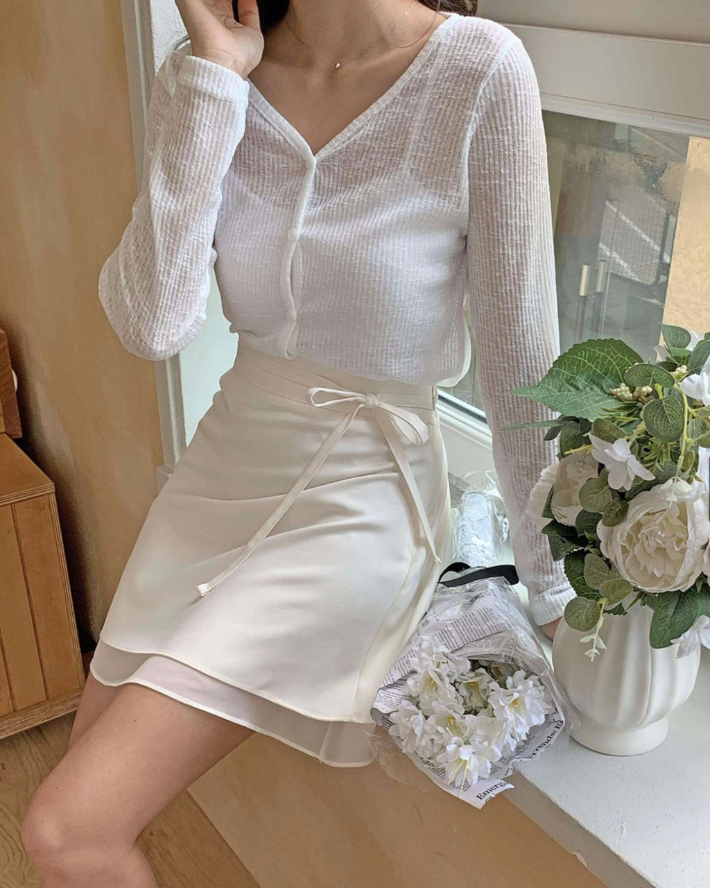 Ribbon Banding Mini Skirt