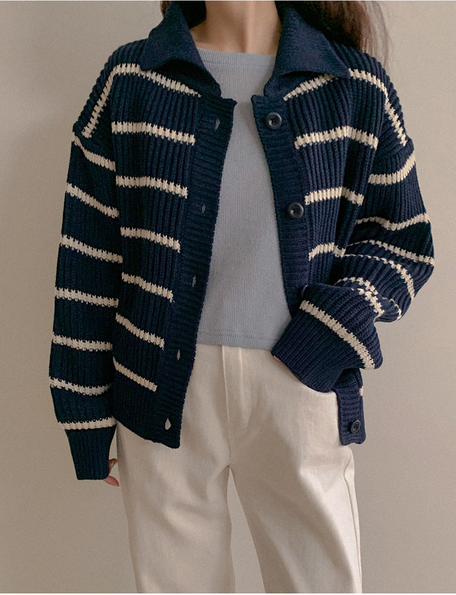 Striped Collor Cardigan