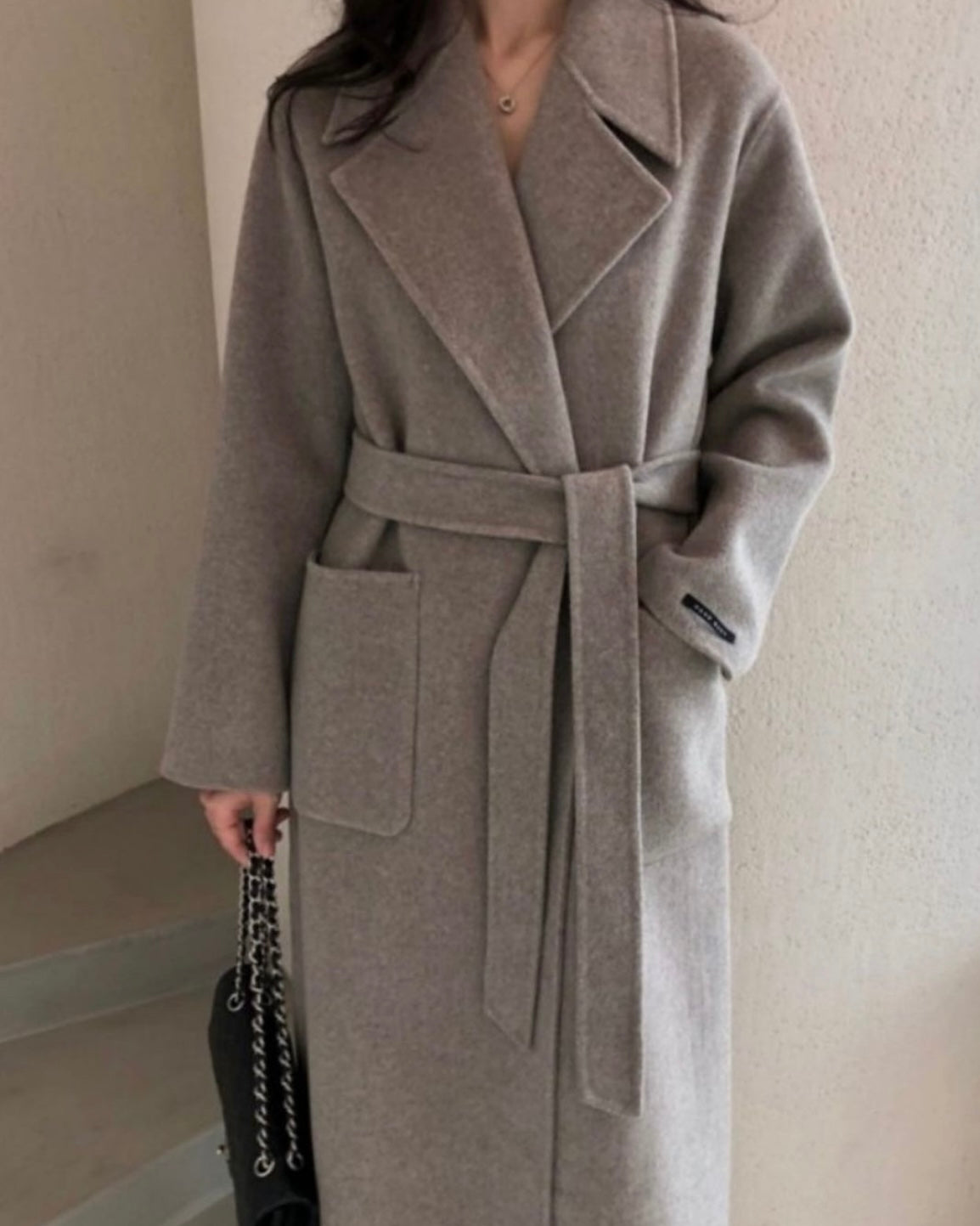 French Grey 90% Wool Coat