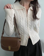 Cable Knit Zip-Up Cardigan