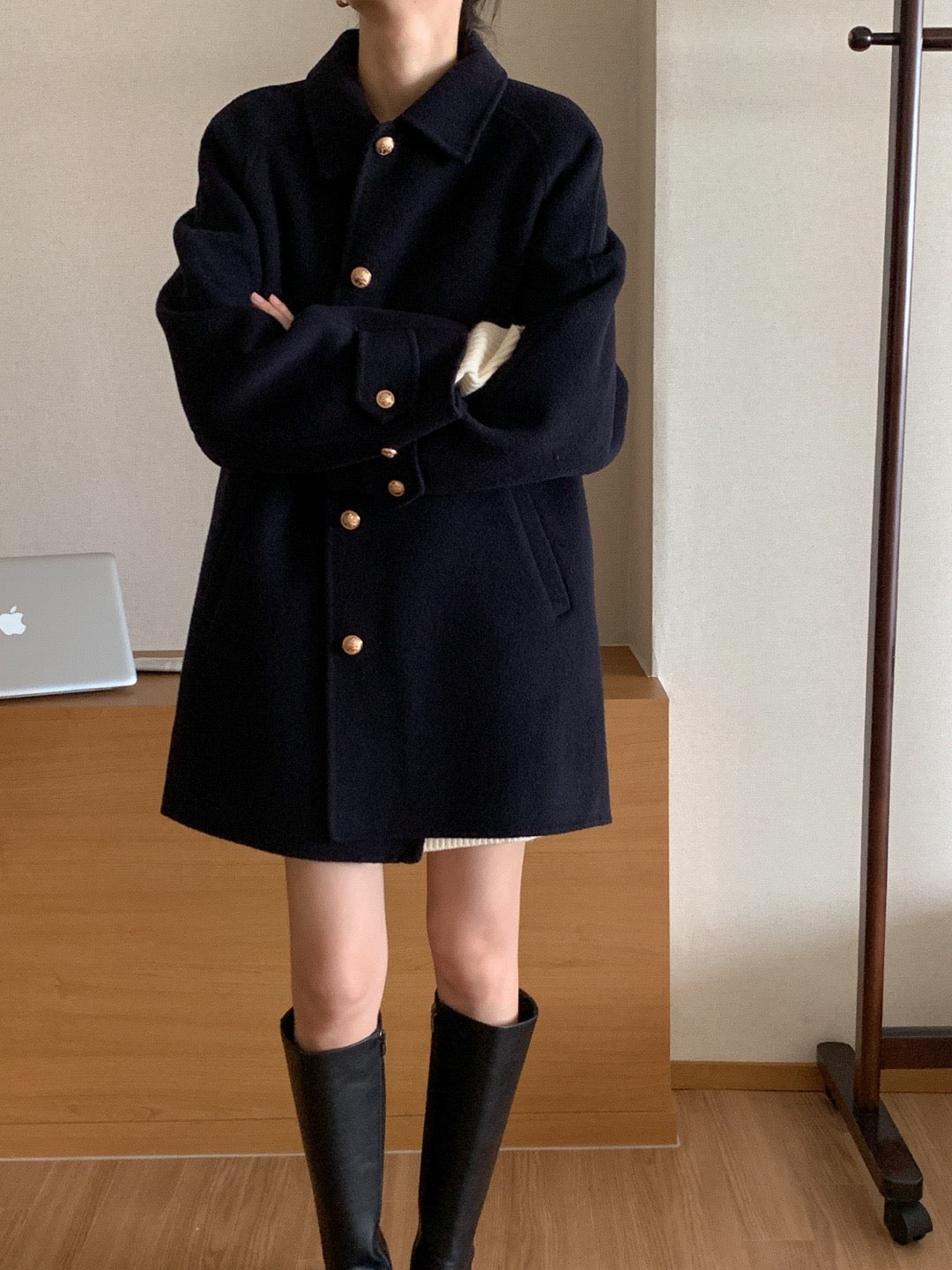 Premium Clair Wool Coat with Inner Padded Vest