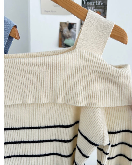Mia Unbalanced Off-Shoulder Knit Top