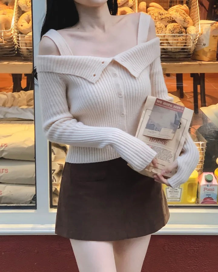 Two-Way Off-Shoulder Ribbed Knit