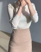 Pleats Boat-Neck Long Sleeves