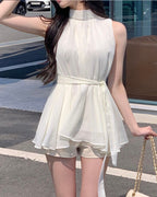 [ Sale Excluded ] Halter-Neck Chiffon Blouse