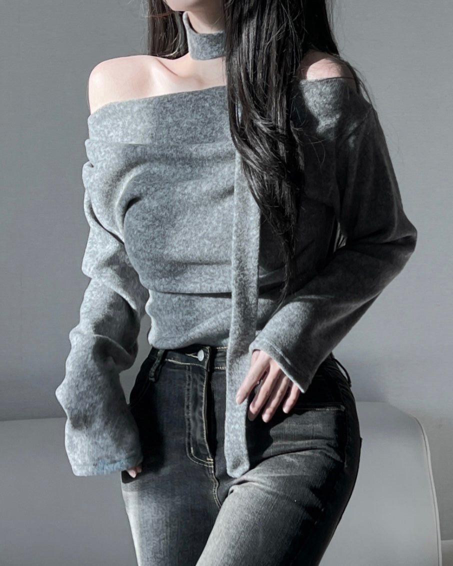 Brushed Shirring Tie Knit
