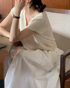 Plate Cotton V-Neck Knit