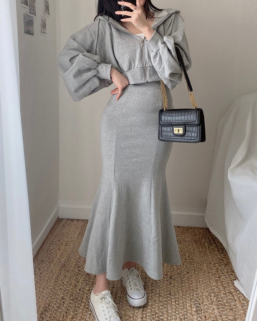 Miranda Hoodie Zip Up & Mermaid Skirt Set