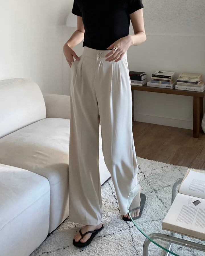 [S,M] High-Waist Banding Slacks