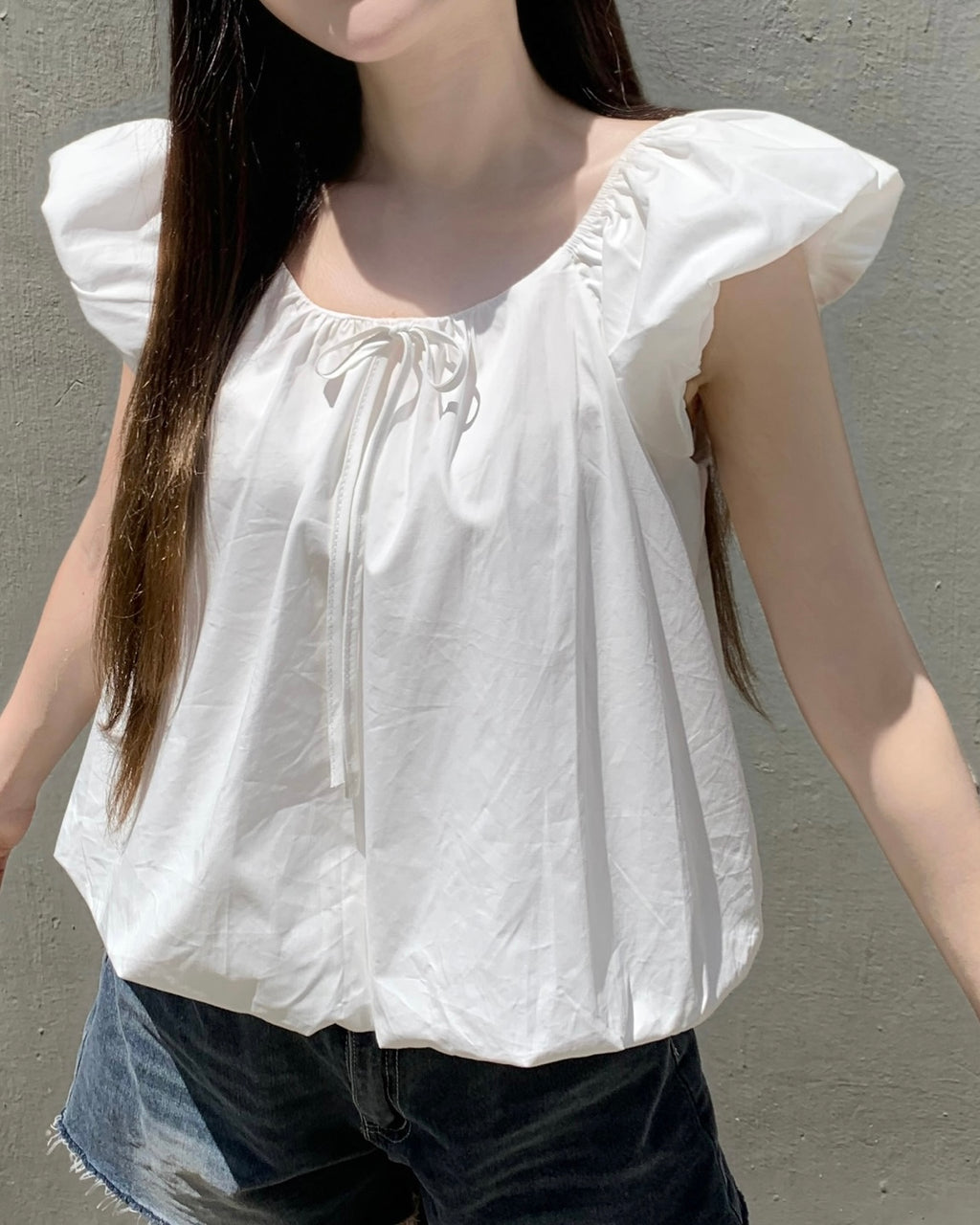 [ Sale Excluded ] Balloon Ribbon Blouse