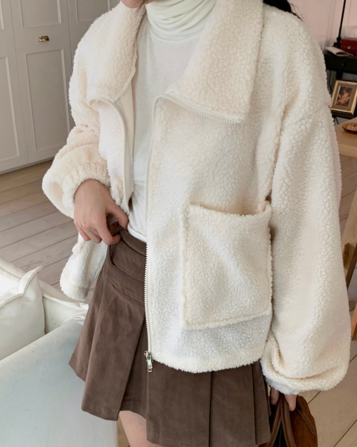 String Boucle Zip-Up