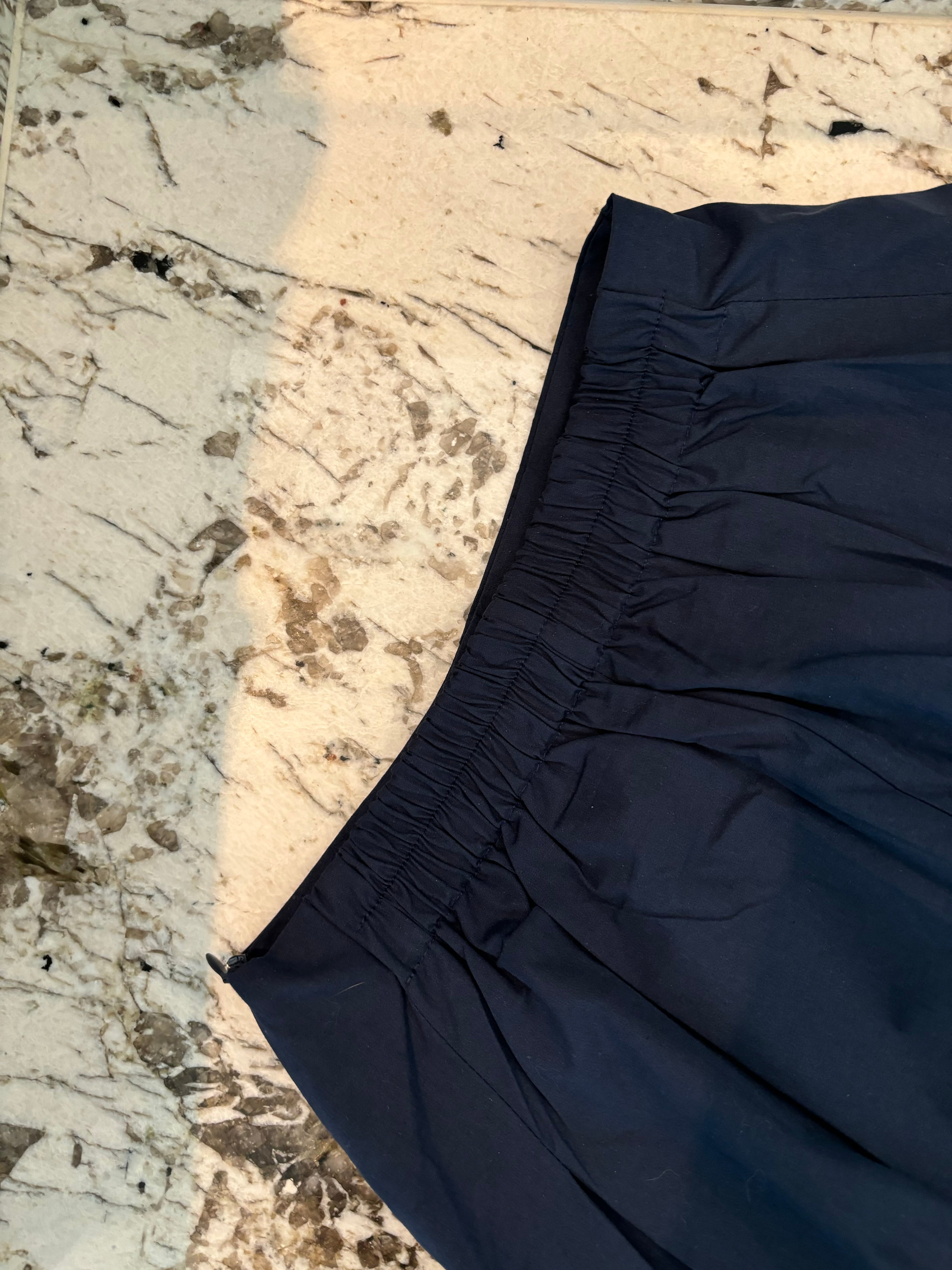 Navy Pleats Long Skirt