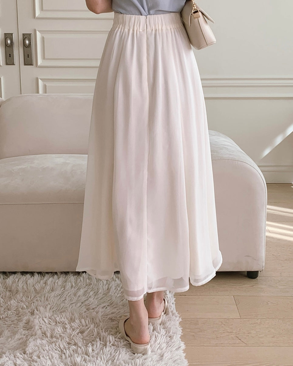 Chiffon Banding Flared Skirt