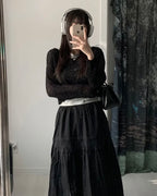 Dobby Ruffle Cotton Skirt