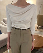 Shirring Elbow Sleeve Blouse