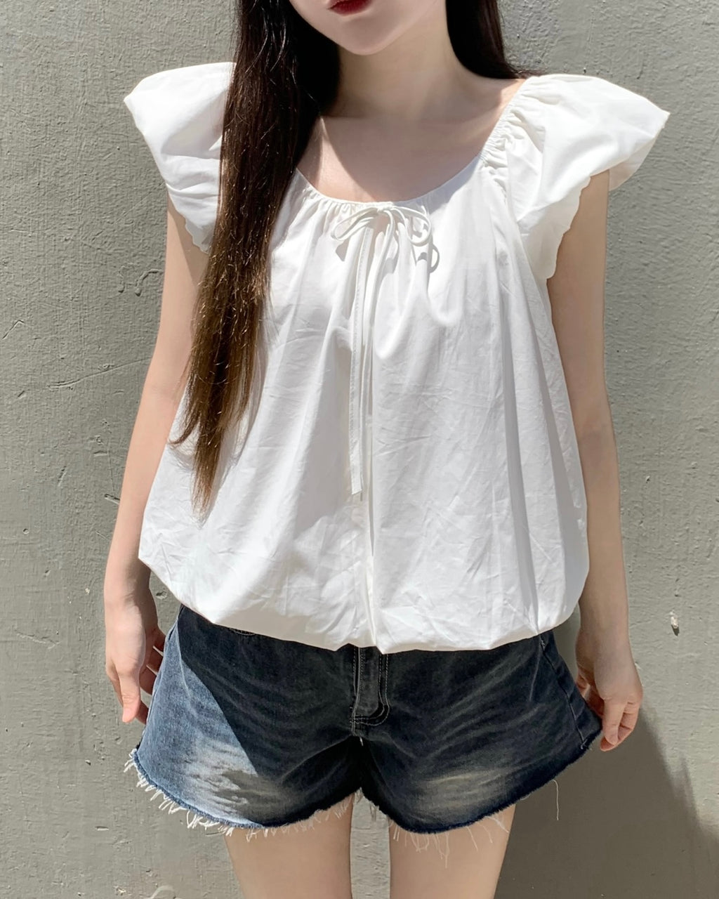 [ Sale Excluded ] Balloon Ribbon Blouse