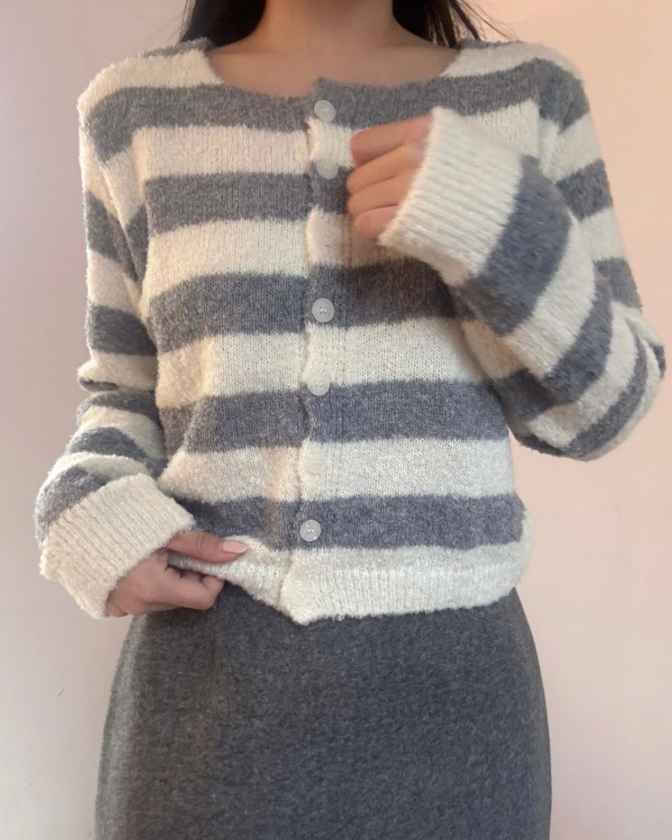 Boucle Striped Cardigan