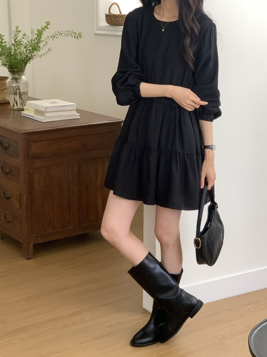 [ Pre-order ] Shirring Cancan Midi Dress