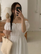 Off-Shoulder Back Ribbon Dress